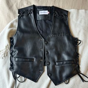 House of Sunny Black Leather Vest